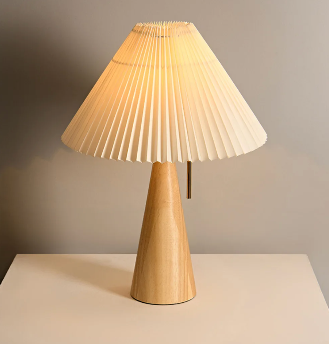 Maren Pleated Wooden Table Lamp