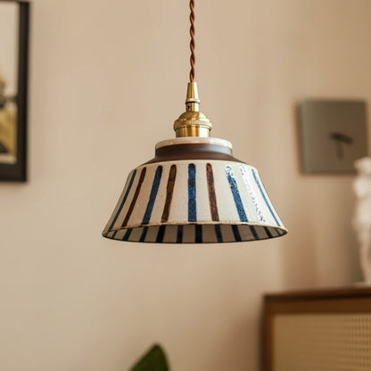 Hudson Vintage Ceramic Painted Pendant Light