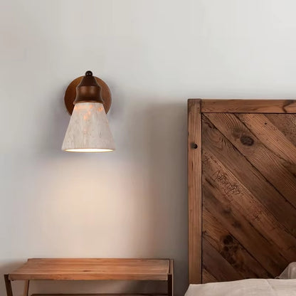 Siya Wooden Travertine Stone Wall Light