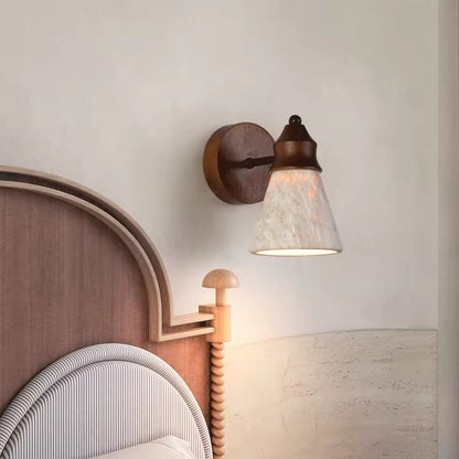 Siya Wooden Travertine Stone Wall Light