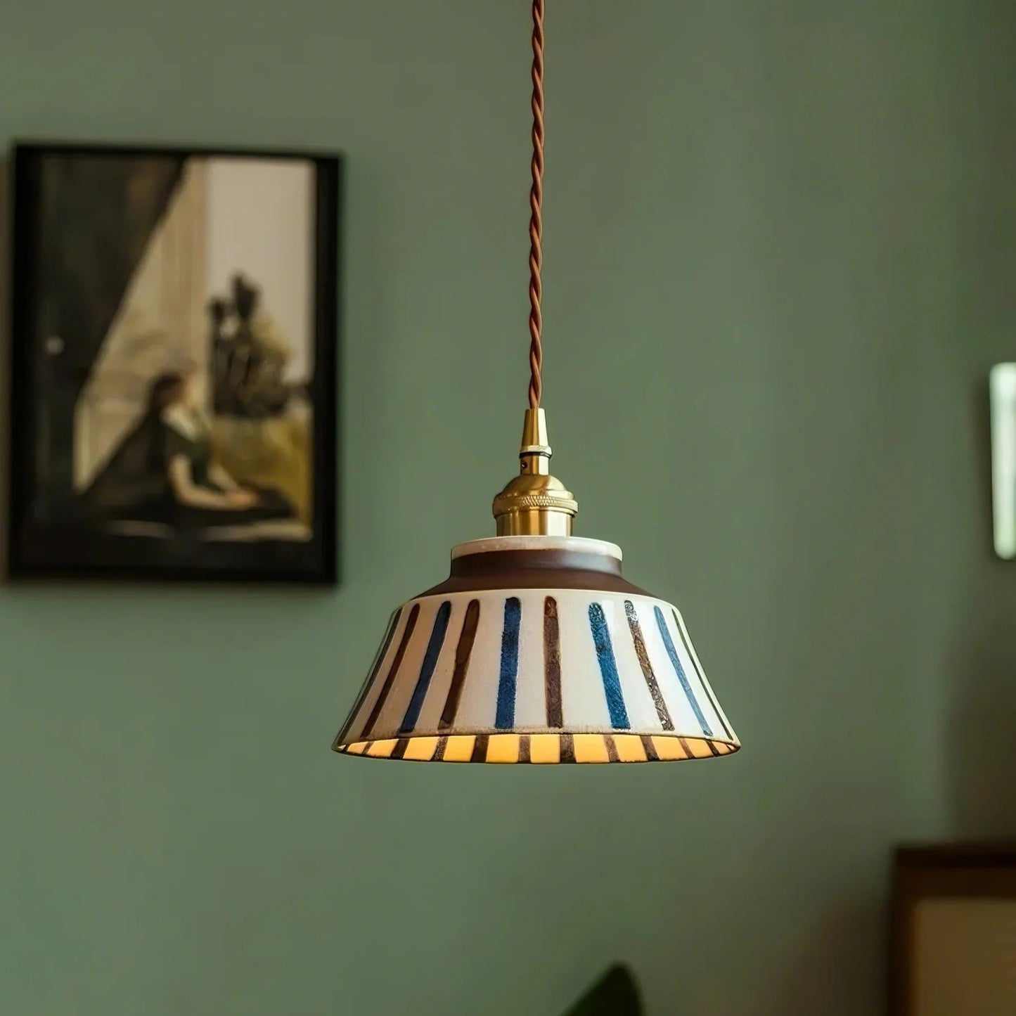 Hudson Vintage Ceramic Painted Pendant Light