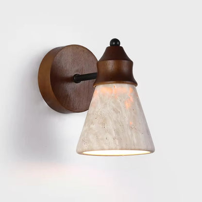 Siya Wooden Travertine Stone Wall Light