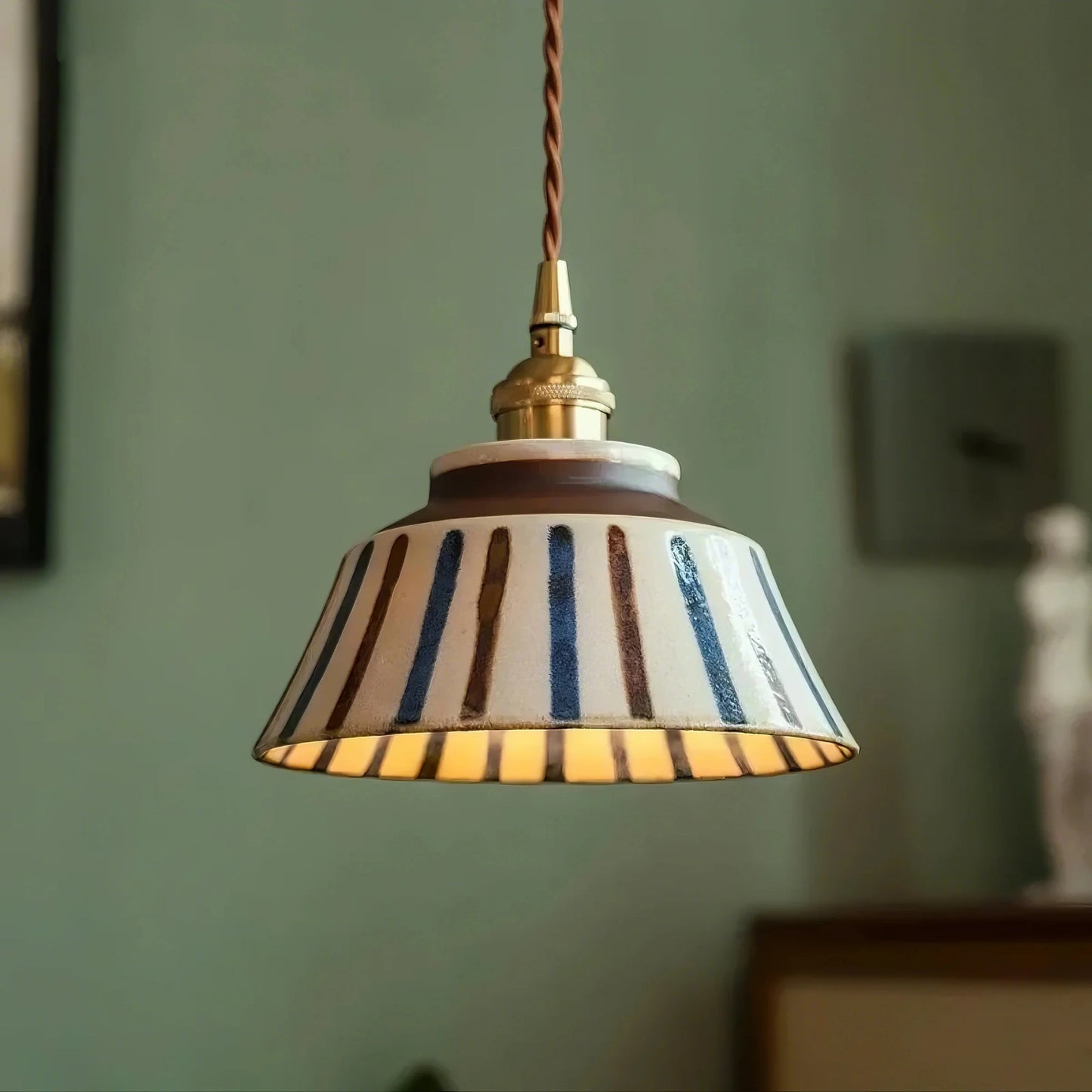 Hudson Vintage Ceramic Painted Pendant Light