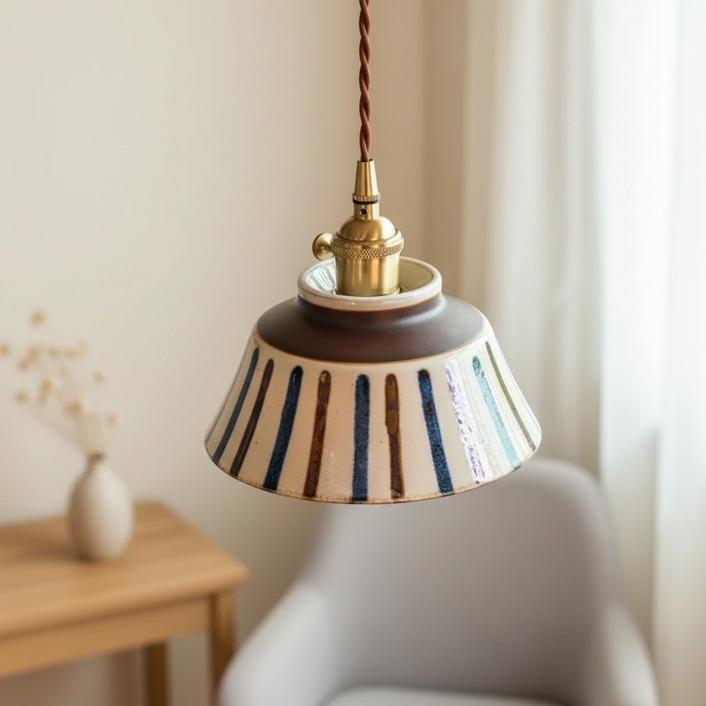 Hudson Vintage Ceramic Painted Pendant Light