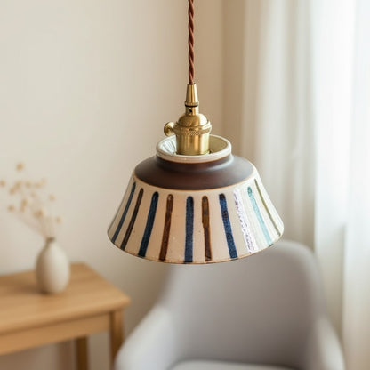 Hudson Vintage Ceramic Painted Pendant Light