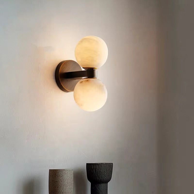Arvix Double Alabaster Orb Wall Sconce