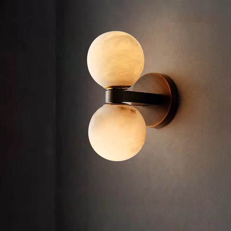 Arvix Double Alabaster Orb Wall Sconce