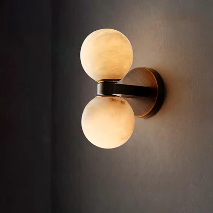 Arvix Double Alabaster Orb Wall Sconce