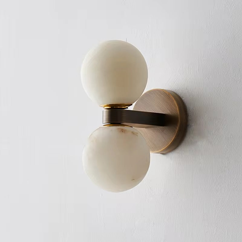 Arvix Double Alabaster Orb Wall Sconce