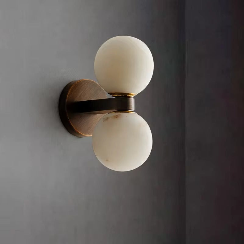 Arvix Double Alabaster Orb Wall Sconce