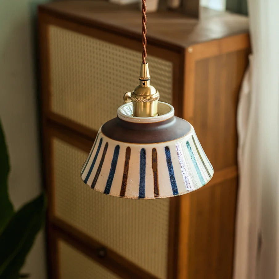 Hudson Vintage Ceramic Painted Pendant Light
