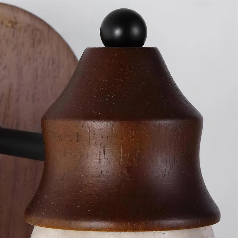 Siya Wooden Travertine Stone Wall Light