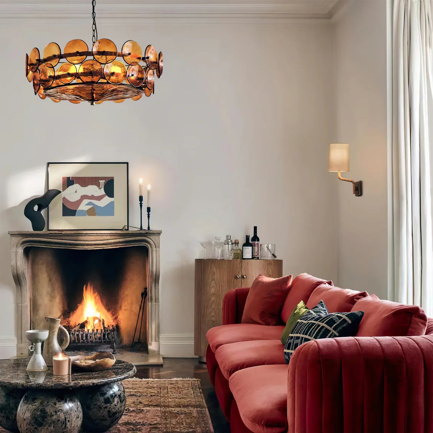 Roselle Glass Disc Chandelier