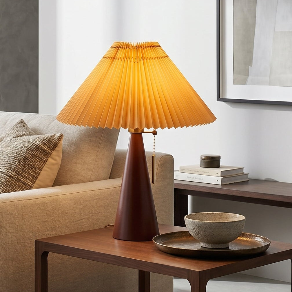 Maren Pleated Wooden Table Lamp