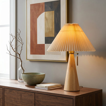 Maren Pleated Wooden Table Lamp