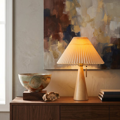 Maren Pleated Wooden Table Lamp