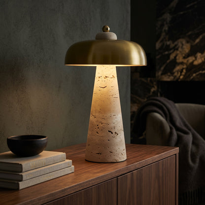Siya Wireless Travertine Table Lamp