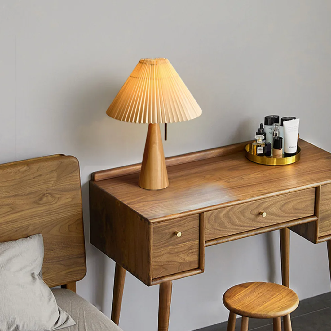 Maren Pleated Wooden Table Lamp