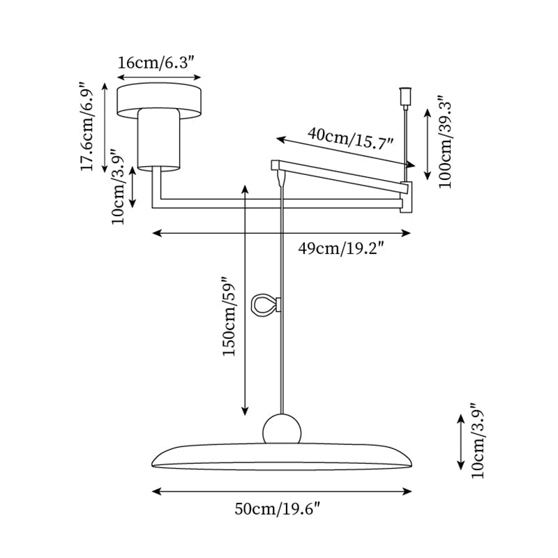 Adjustable Arm Disc Pendant Ceiling Light
