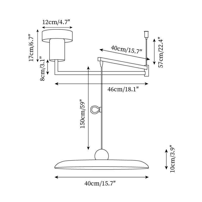 Adjustable Arm Disc Pendant Ceiling Light