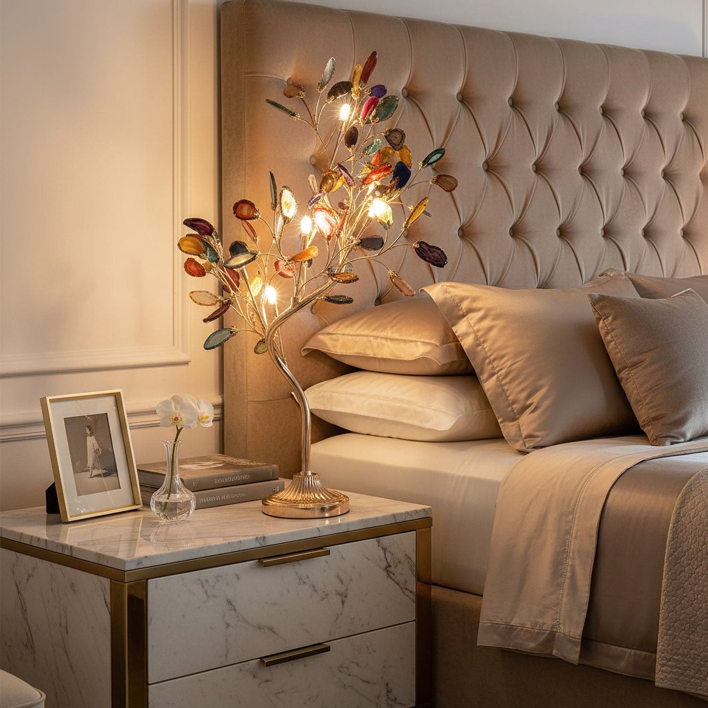 Delphine Agate Stone Table Lamp