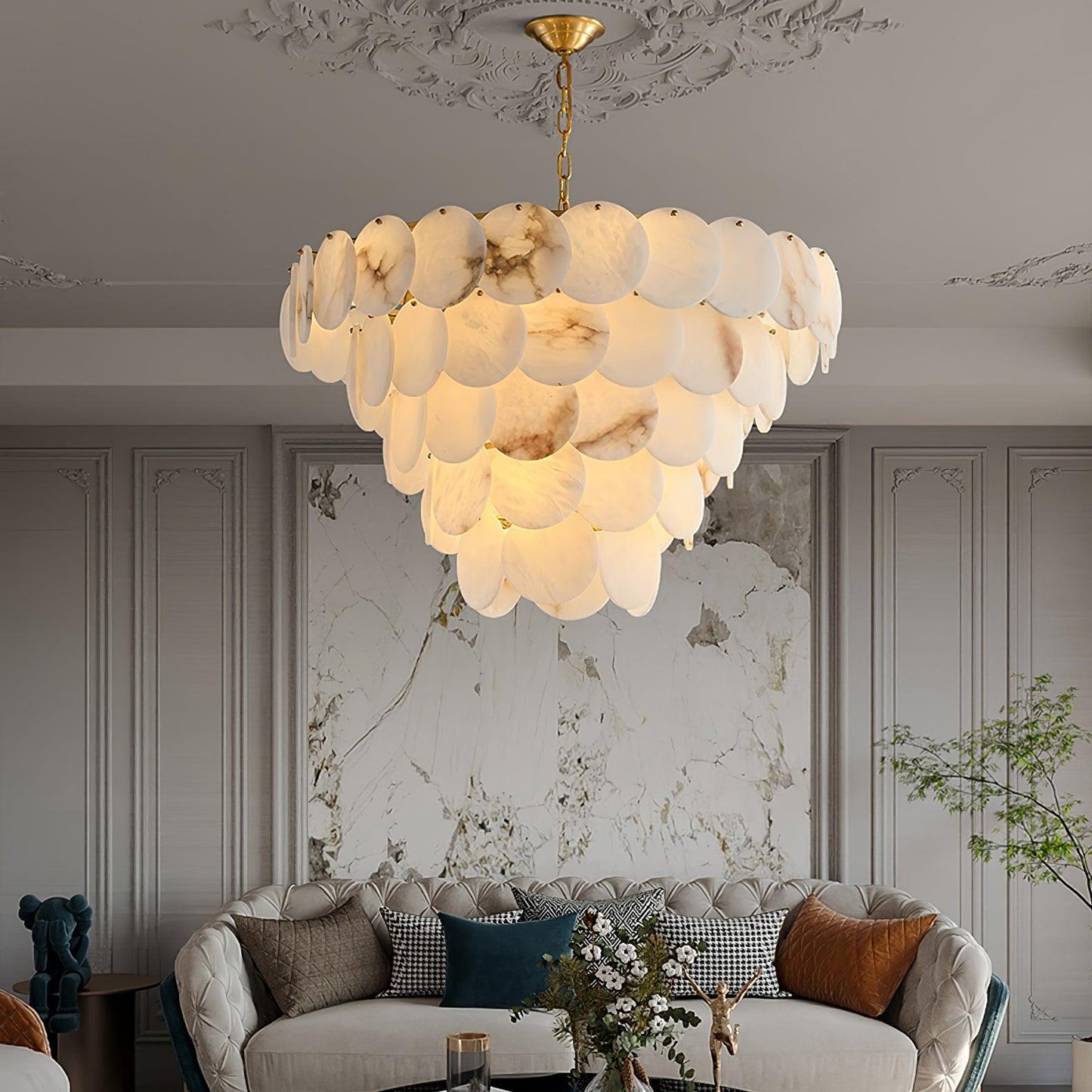Arvix Alabaster Tiered Chandelier