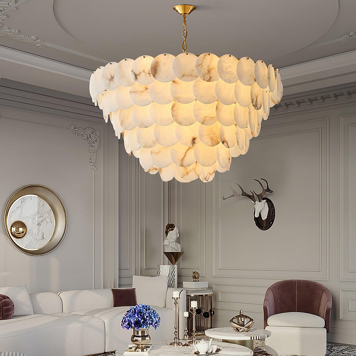 Arvix Alabaster Tiered Chandelier