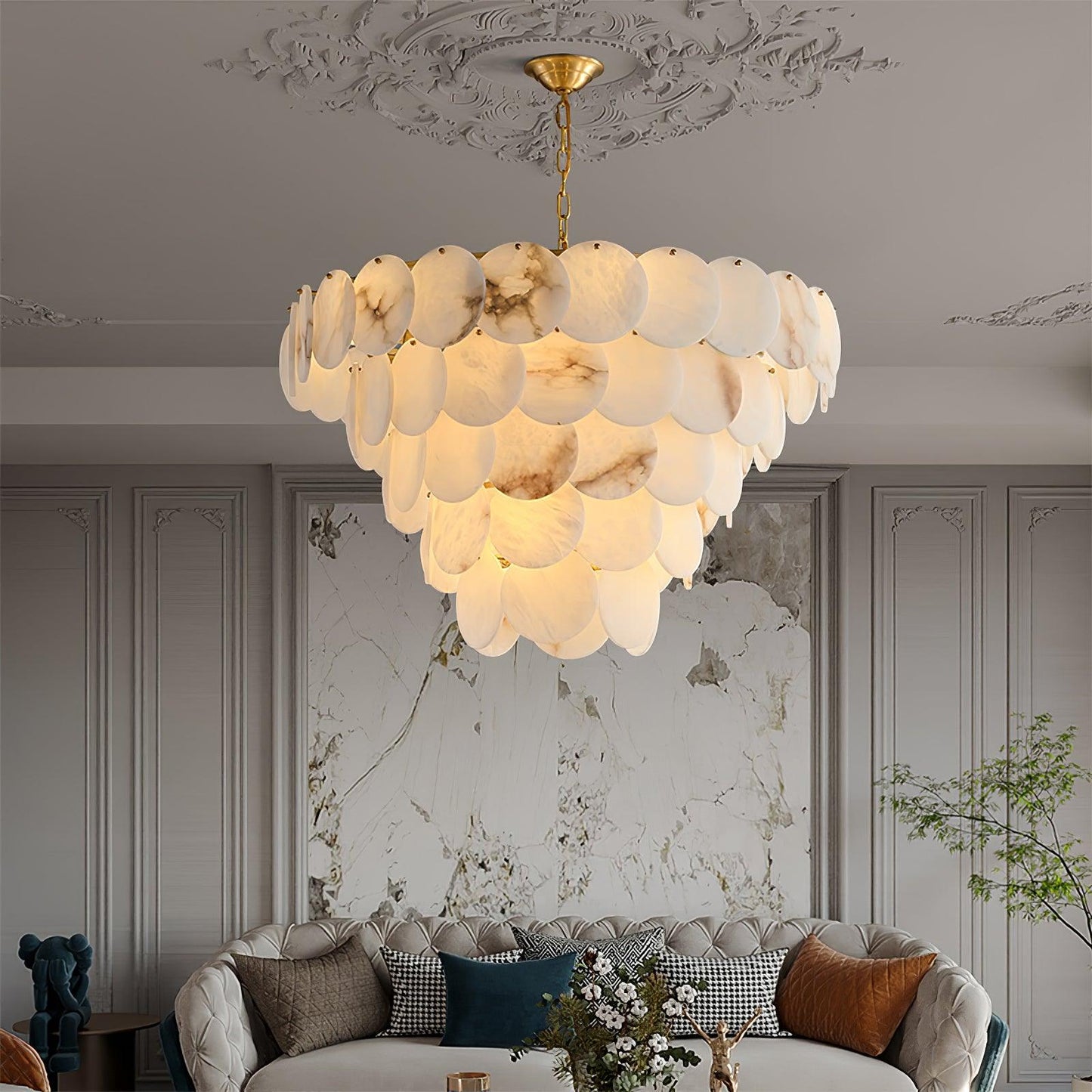 Arvix Alabaster Tiered Chandelier