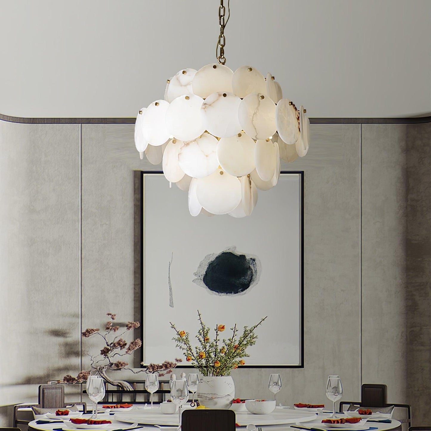 Arvix Alabaster Tiered Chandelier