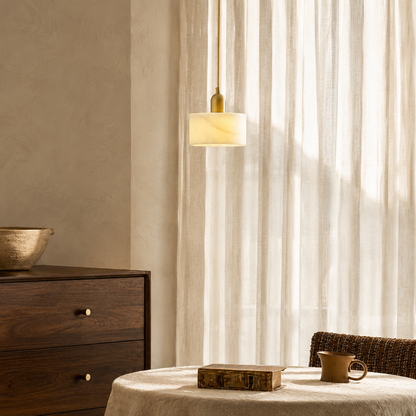 Arvix Alabaster Cylinder Pendant Light