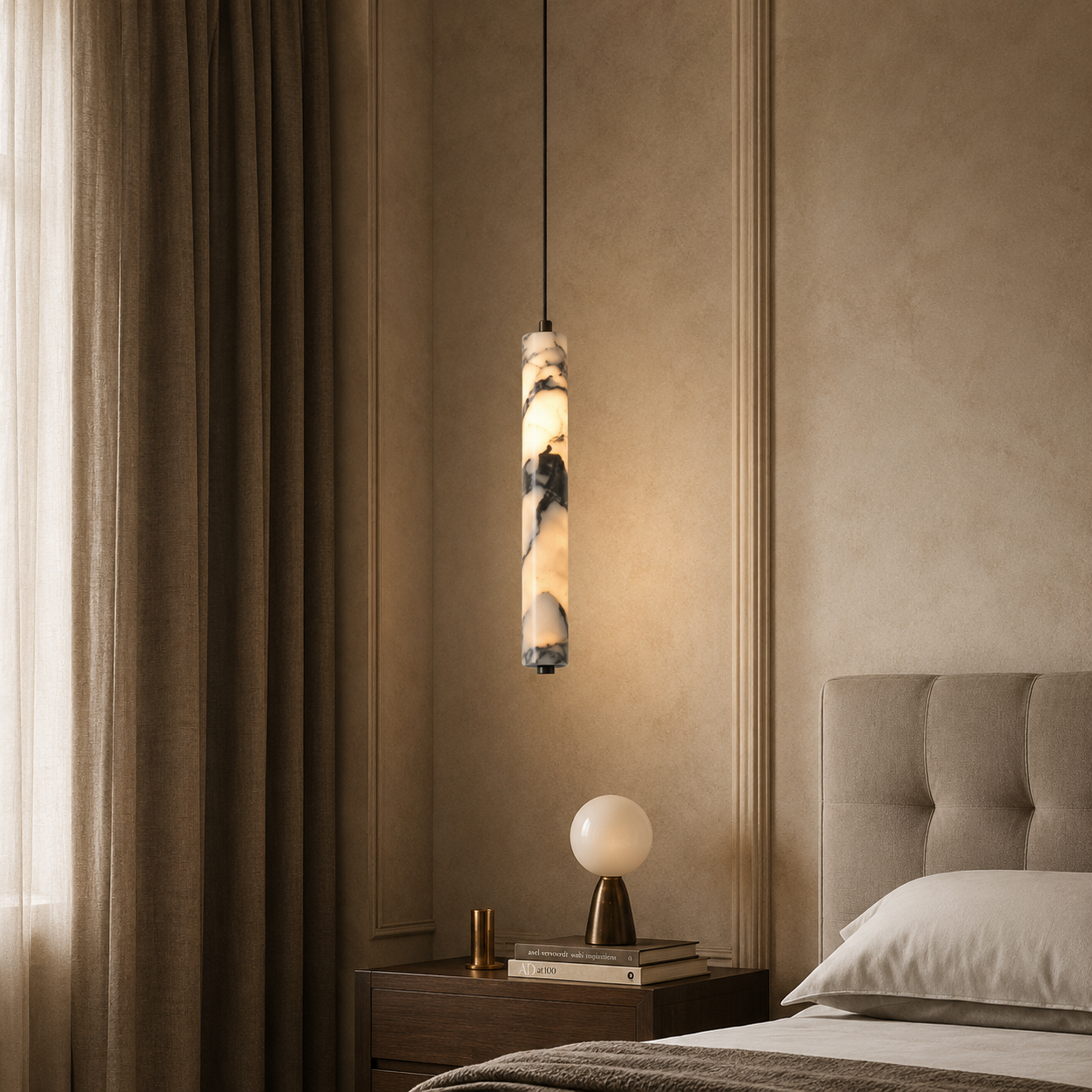 Arvix Marble Stone Cylinder Pendant Light