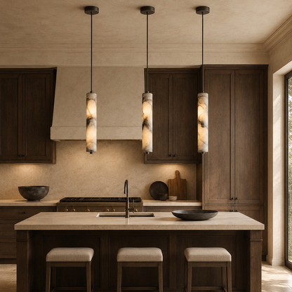 Arvix Marble Stone Cylinder Pendant Light