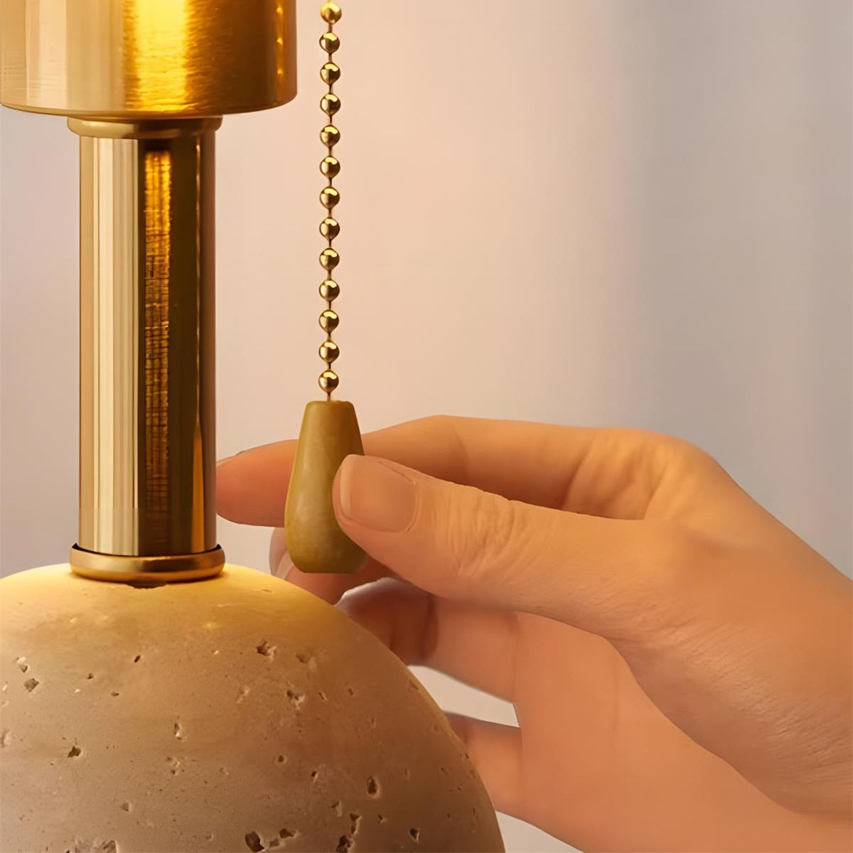 Glass Travertine Table Lamp