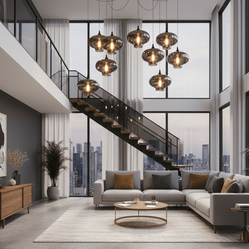 Elara Smokey Glass Pendant Light