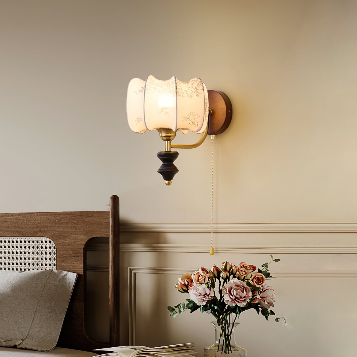 Marceline Vintage Fabric Wall Light