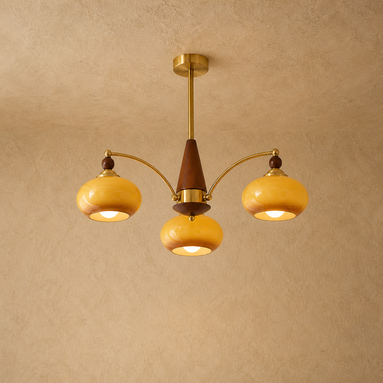 Vintage Glass Multi Arm Chandelier