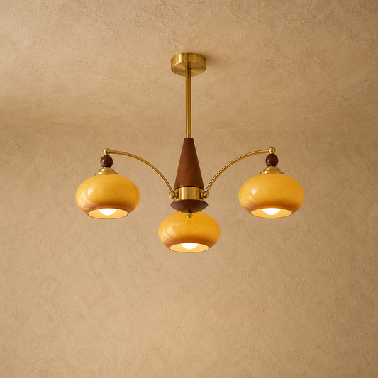 Vintage Glass Multi Arm Chandelier