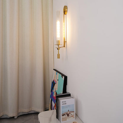 Vintage Ribbed Glass Brass Wall Sconce