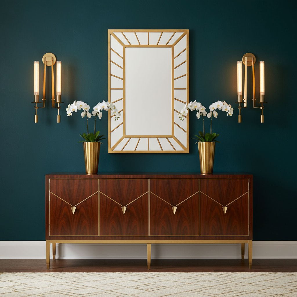 Vintage Ribbed Glass Brass Wall Sconce