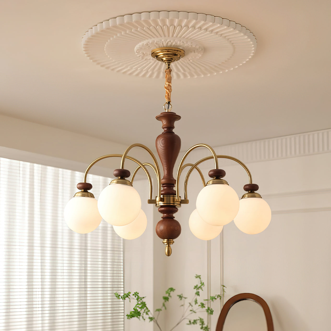 Valene Multi Arm Wood Chandelier