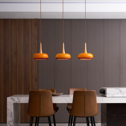 Tavira Glass Wood Pendant Light