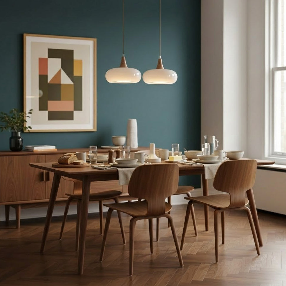 Tavira Glass Wood Pendant Light