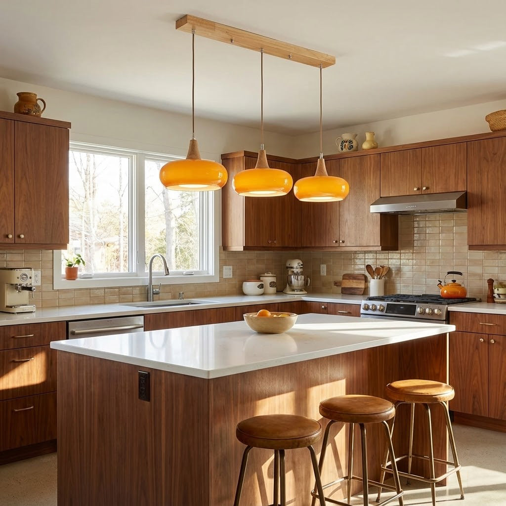 Tavira Glass Wood Pendant Light