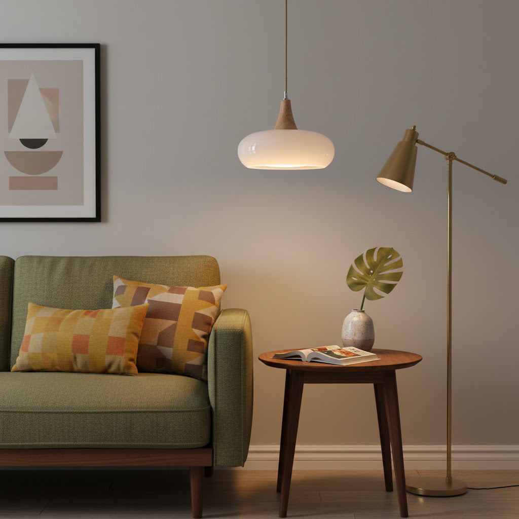 Tavira Glass Wood Pendant Light