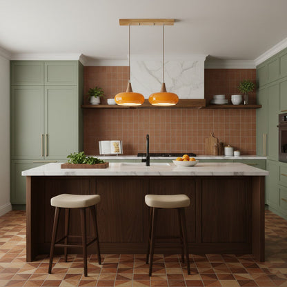Tavira Glass Wood Pendant Light