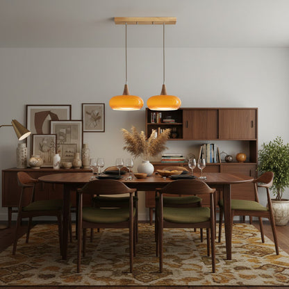 Tavira Glass Wood Pendant Light