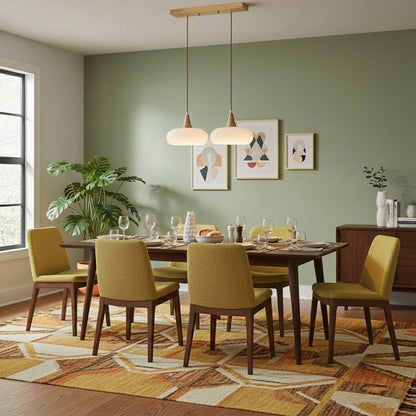 Tavira Glass Wood Pendant Light