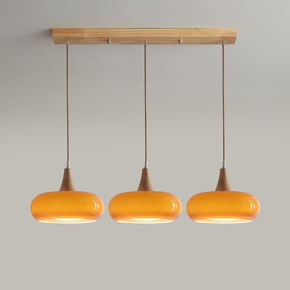 Tavira Glass Wood Pendant Light