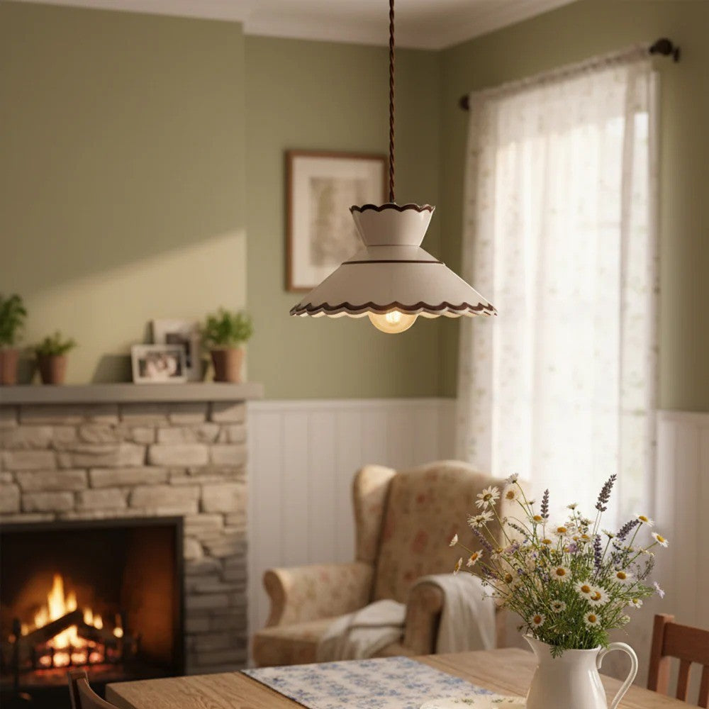 Hudson Scalloped Ceramic Pendant Light