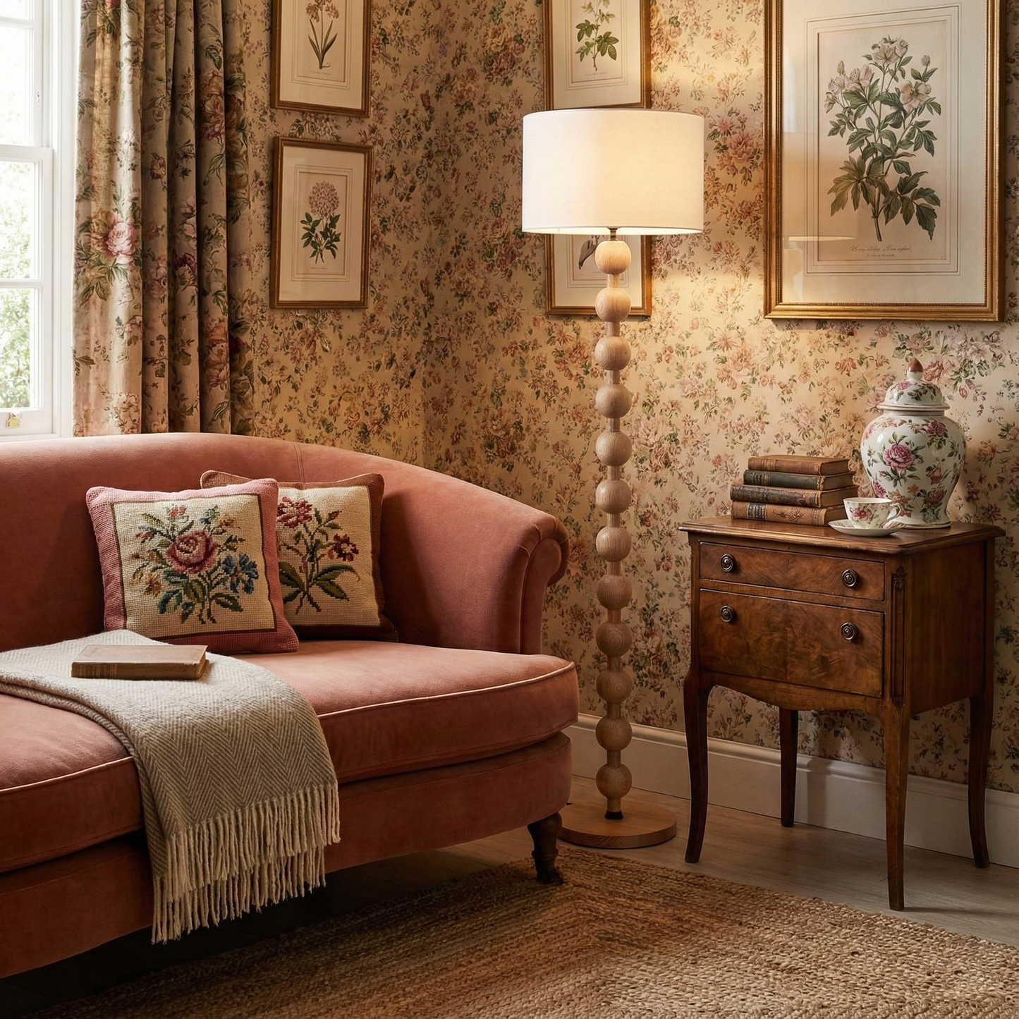 Colette Vintage Wood Floor Lamp